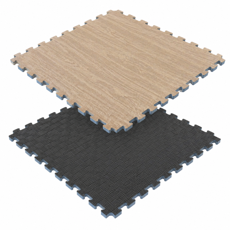Kampfsport- / Fitnessmatten Holzoptik / Schwarz, 2,5 cm