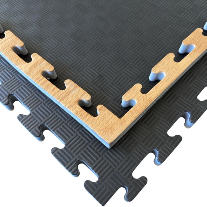 Kampfsport- / Fitnessmatten Holzoptik / Schwarz, 2,5 cm