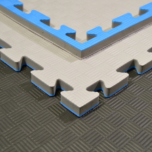 Kampfsportmatten Wendematte BUDODRAKE / 100 x 100 x 2cm / blau-grau