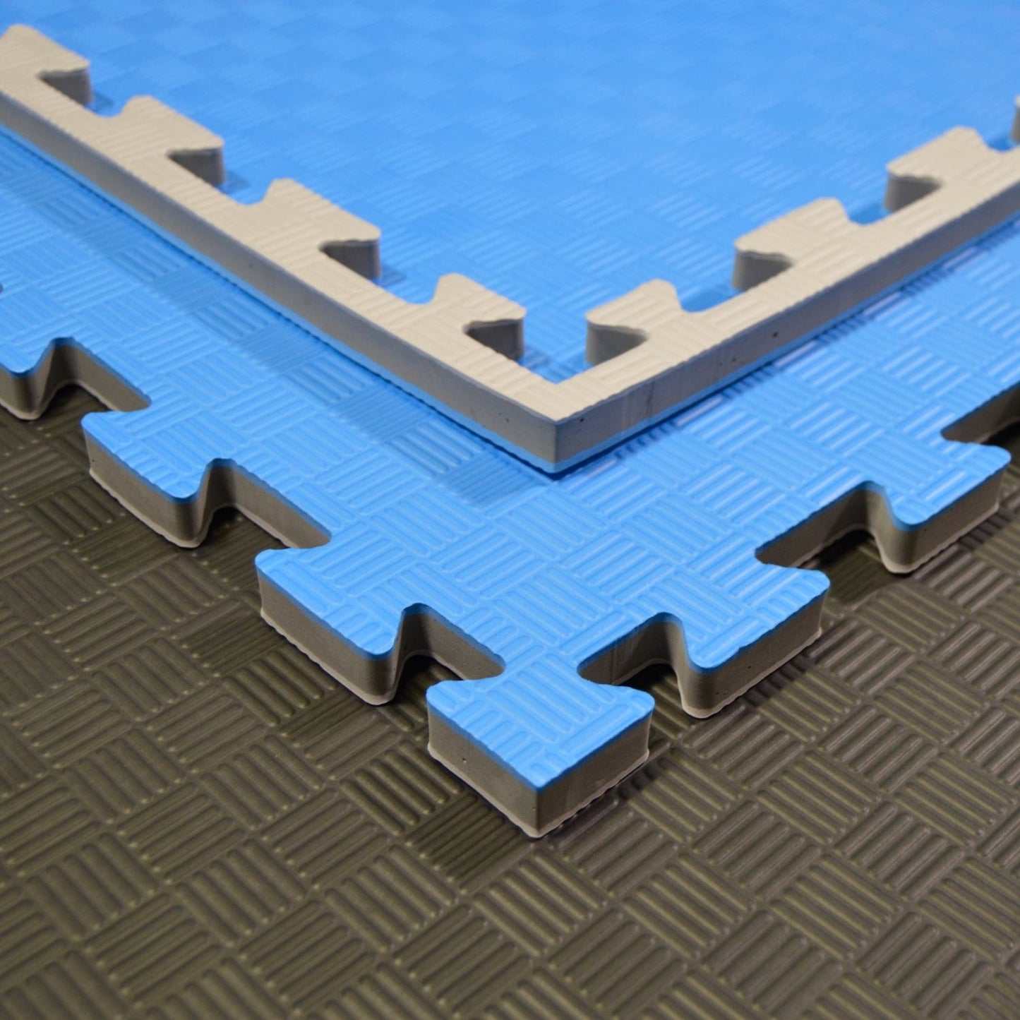 Kampfsportmatten Wendematte BUDODRAKE / 100 x 100 x 2cm / blau-grau