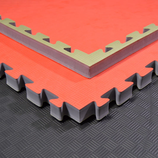 Kampfsportmatten Wendematte BUDODRAKE / 100 x 100 x 4cm / GRÜN-ROT