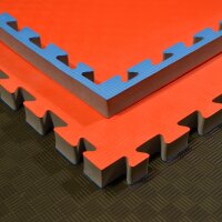 Allround Trainingsmatten 100 x 100 x 4 cm verzahnt für Fitness, Yoga, Kita, Schule, Home blau-rot