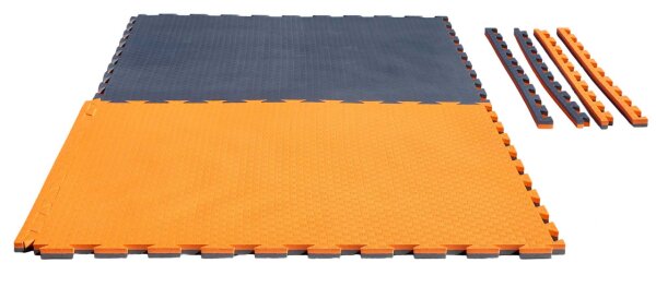 Wendematte verzahnt CHECKER / 100 x 100 x 2cm / orange-grau