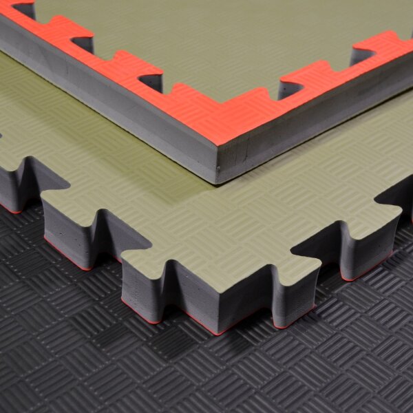 Kampfsportmatten Wendematte BUDODRAKE / 100 x 100 x 4cm / GRÜN-ROT